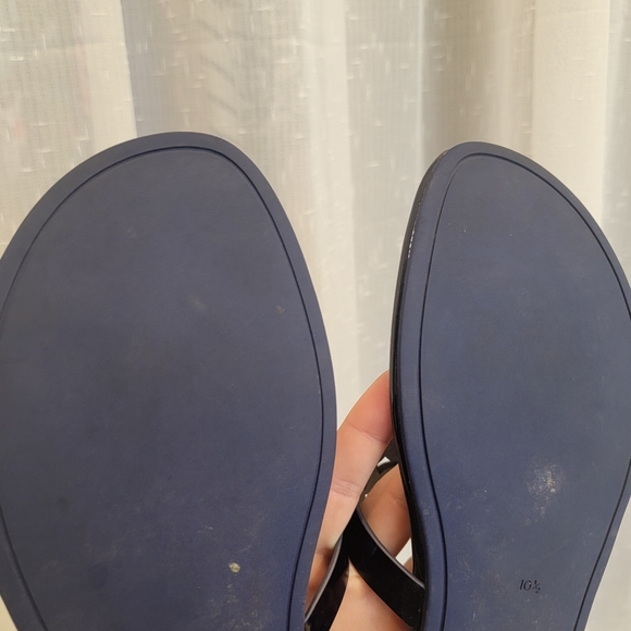 Tory Burch Miller Soft Patent Leather Sandals Metallic Navy Size 10.5 - Picture 10 of 17